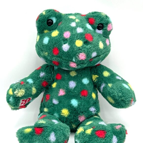 Build A Bear BAB Jolly Jumps Frog Holiday Green Polka Dot Stuffed Animal - Picture 3 of 8